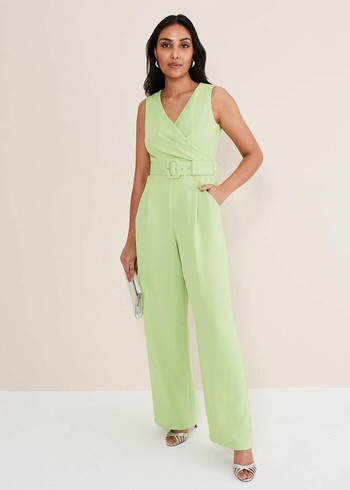 Phase Eight Petite Lissia Wide Leg Jumpsuit Green Canada | IXNQUO-347